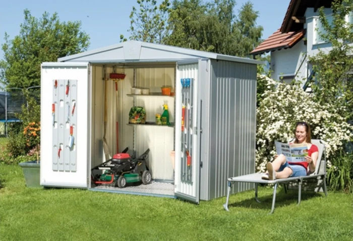 Biohort Auvent - Abri De Jardin Europa - Taille4/5 - Gris Argent - 144,5 X 224 X 156/181 Cm – Image 2