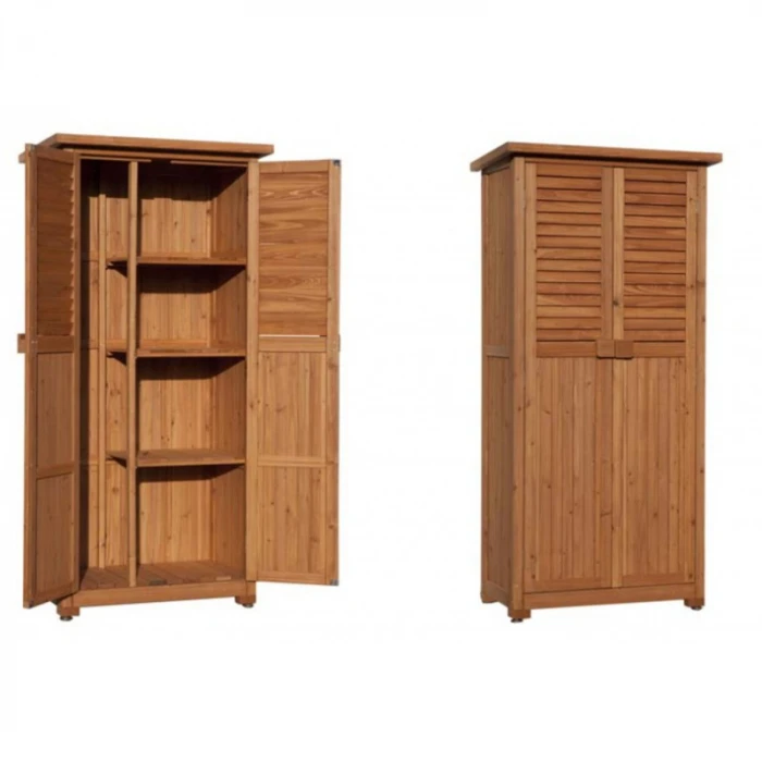 Armoire En Bois Pour Terrasse - 43 X 80 X 180 Cm 2 Armoire En Bois Pour Terrasse - 43 X 80 X 180 Cm – Image 2