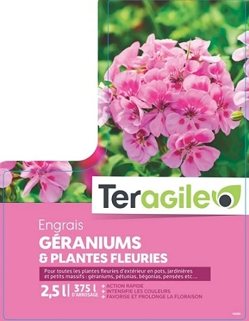 Engrais Géraniums Et Plantes Fleuries -Teragile - 2,5 L