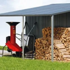 Biohort Auvent - Abri De Jardin Europa - Taille6/7 - Gris Argent - 144,5 X 296 X 156/181 Cm