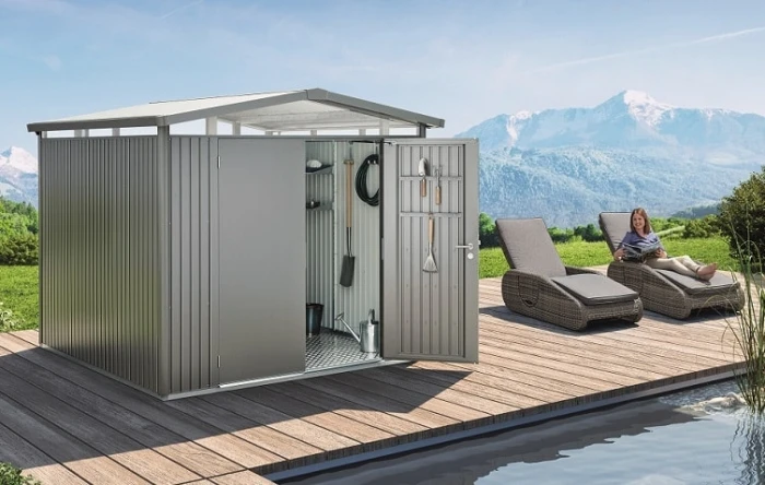 Biohort Abri De Jardin Panorama P4 - Gris Quartz - Double Porte – Image 2