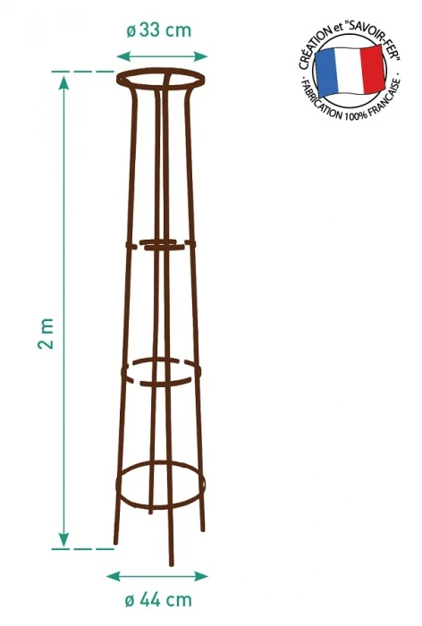 Tuteur Colonne Col évasé - Fer Vieilli -Louis Moulin - 200 Cm 3 Tuteur Colonne Col évasé - Fer Vieilli -Louis Moulin - 200 Cm – Image 3