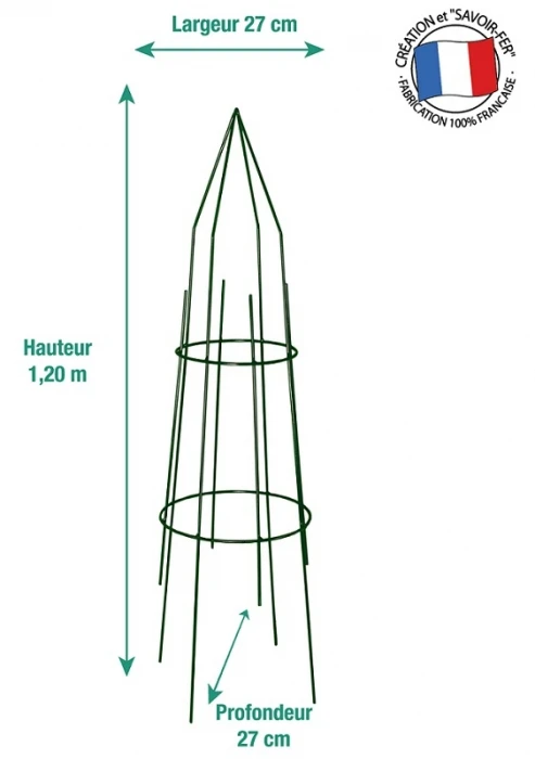 Tuteur Mini Grimpante Pyramide Rond -Moulin Louis - Vert - 1,20 X 0,27 M – Image 2