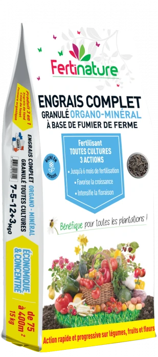 Engrais Complet Granulé - Organo Minéral - 7/5/12 + 3Mgo - Natura Verde 1 Engrais Complet Granulé - Organo Minéral - 7/5/12 + 3Mgo - Natura Verde