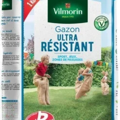 Gazon Ultra Résistant - Label Rouge - 200/300m² - Sac De 5kg Dont 1kg Offert