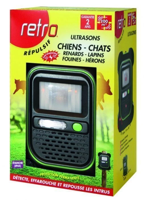 Répulsif Ultrason Chiens Chats Renards Lapins Fouines Herons - 200 à 350m² 1 Répulsif Ultrason Chiens Chats Renards Lapins Fouines Herons - 200 à 350m²